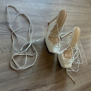 Fashion Nova White Lace-Up Heels